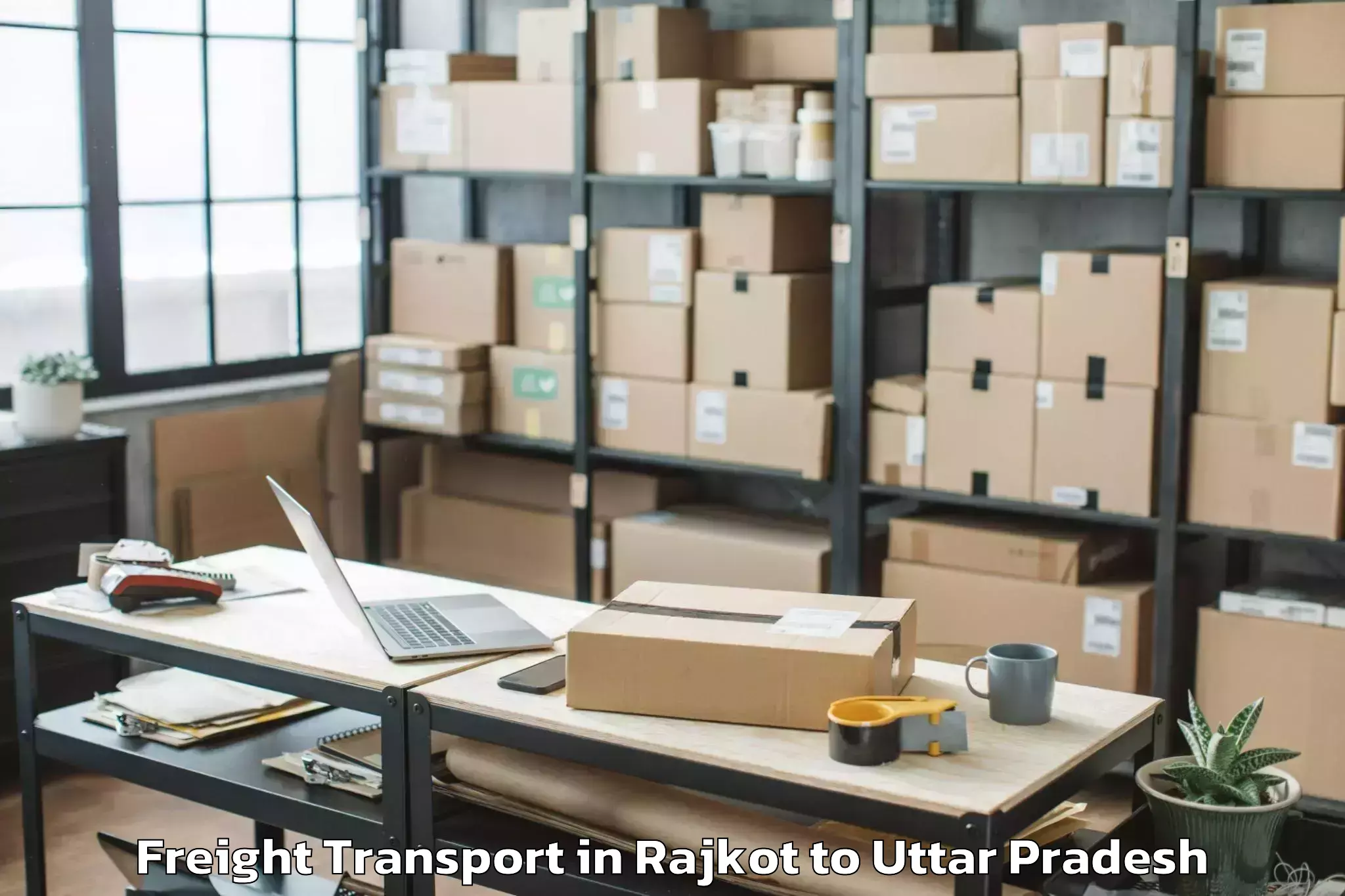 Top Rajkot to Fatehganj West Freight Transport Available